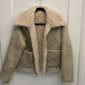 Mango Suede Faux Fur Jacket